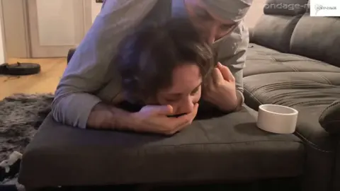 Bondage Girlfriend in Love – Bound Brunette Fucked on Couch